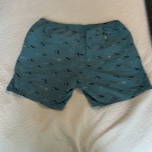 Lacoste Blue Airplane Print Swim Trunks, Size M - Picture 4 of 4